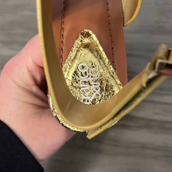 FRANCO SARTO GOLD STRAPPY CHUNKY HEELS 6 - Picture 8 of 16